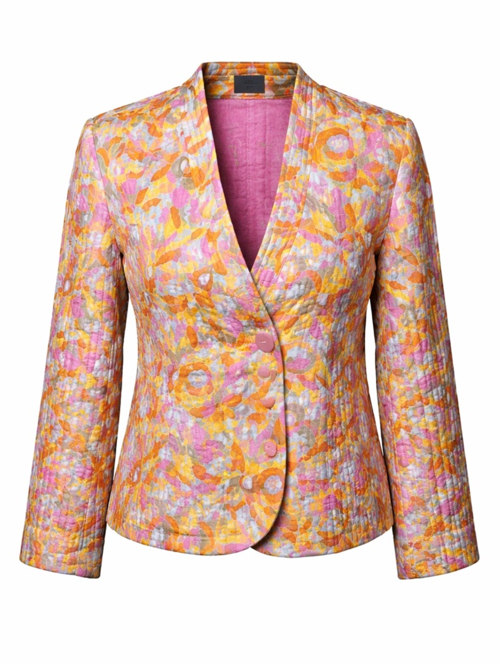 Sigrid Olsen Silk Quilted Floral Jacket Boho Cottagecore Retro Chic- Petite M